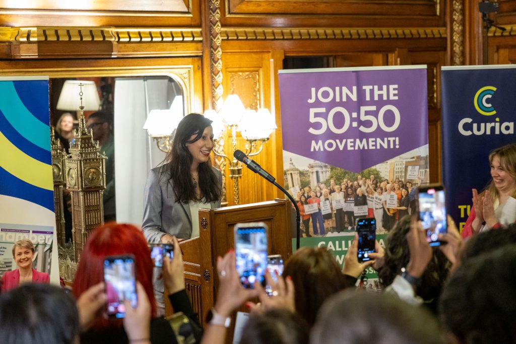 20250310-IWD 5050 Parliament-48 The reception was captivated by Sonia Kumar MP's inspiring story of physio to Parliament.