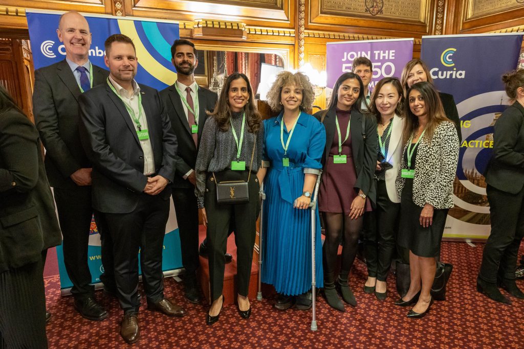 Shobhna Lavda posing with Bayer colleagues, united in their aim to improve female health outcomes.
