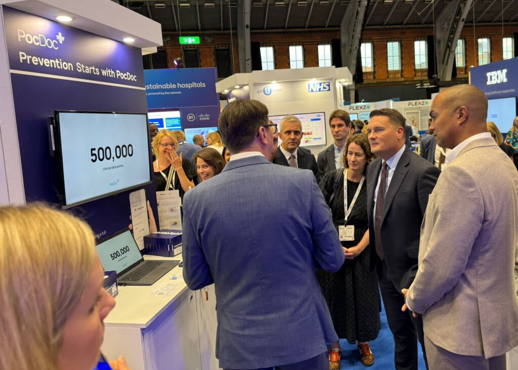 Health and Social Care Secretary, Wes Streeting meets PocDoc at NHS Confed Expo, a digital health company focused on early detection and prevention of chronic diseases. (Photo: @HealthInnovNet)