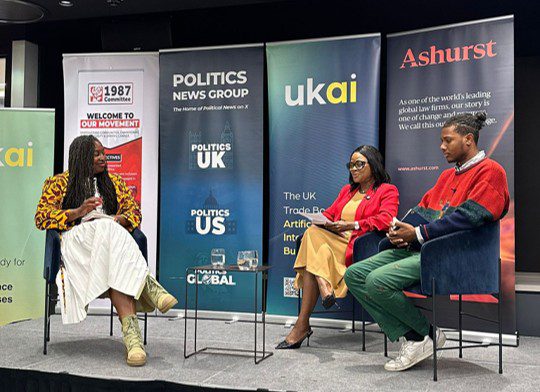 Dawn Butler (left) with event co-hosts Fatima Kamara and Jovan Owusu-Nepaul