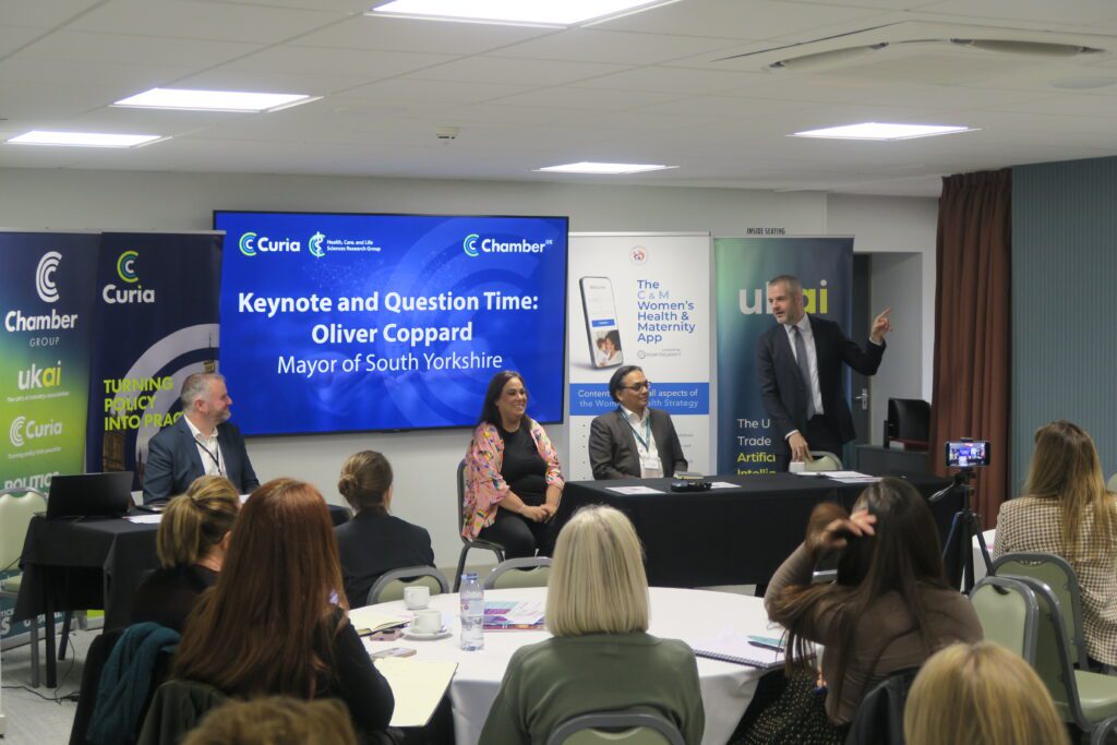 UKHLSI will continue to commission independent advice on the uptake of innovation from policy institute, Curia (Photo: Barnsley Health, Care, and Life Sciences sprint workshop with (left to right) Chair, Rt Hon Andrew Stephenson CBE, Paula Sherriff, Mayor of South Yorkshire, Oliver Coppard)