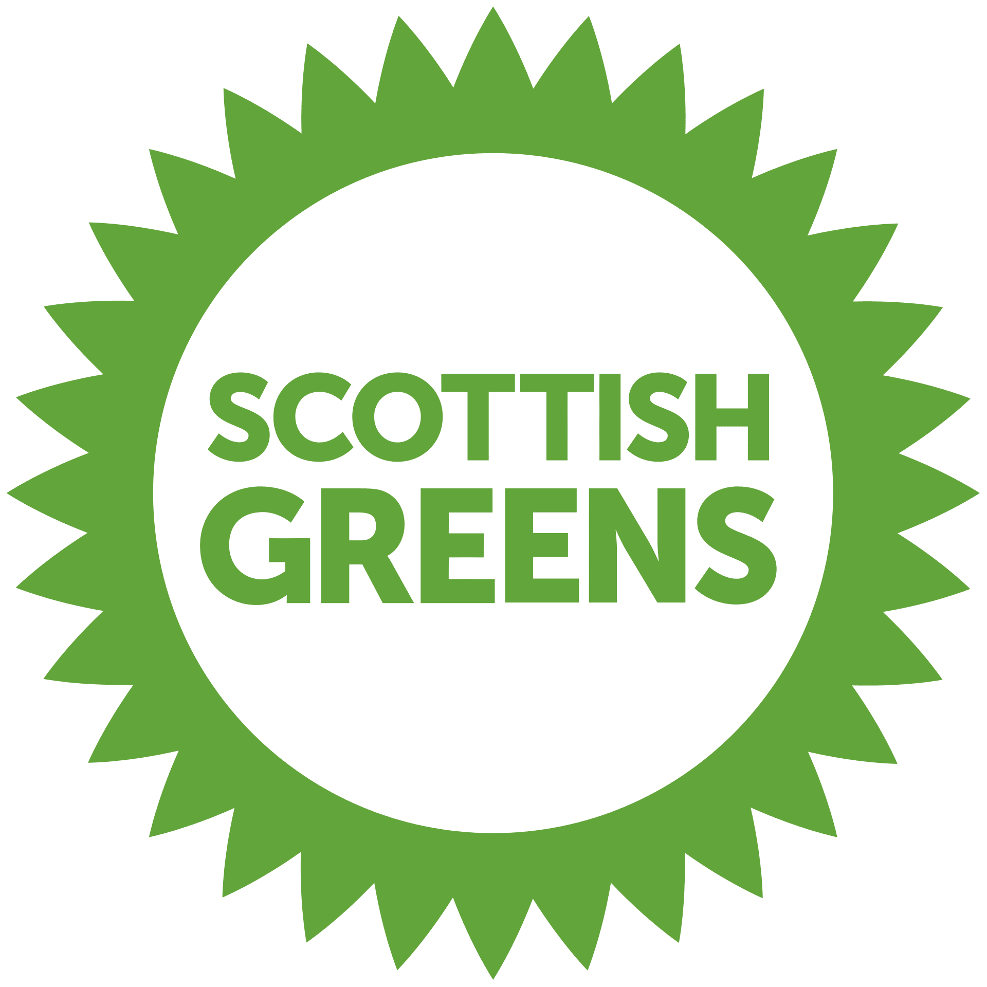 the Scottish Greens Party logo - a light green circle with the party's title in the centre