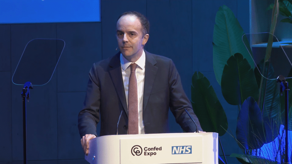 Portrait of the New Secretary of State for Health and Social Care, James Murray, who attended the NHS ConfedExpo 2026.