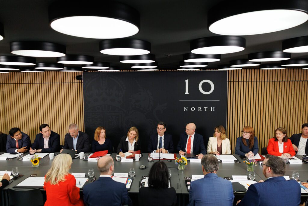 Prime Minister, Andy Burnham holds a National Economic Council meeting in No10 North office in Manchester with Mayors from regions across England. (Photo: Simon Dawson/No 10 Downing Street)