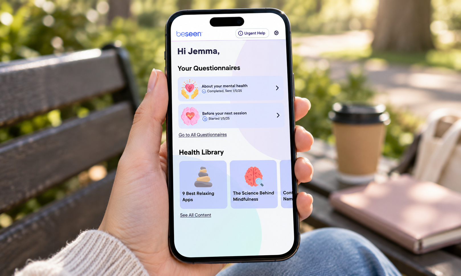 Psyomics Mental Health Front Door App Screen Mockup 2